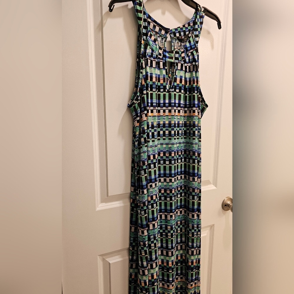 mlle gabrielle 2X Maxi Dress Sleeveless Geometric Multicolor Casual